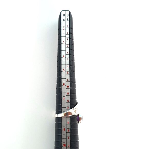 Unique Vintage Sterling Silver Natural Amethyst Floral Statement Ring – Size 9 - Picture 12 of 15